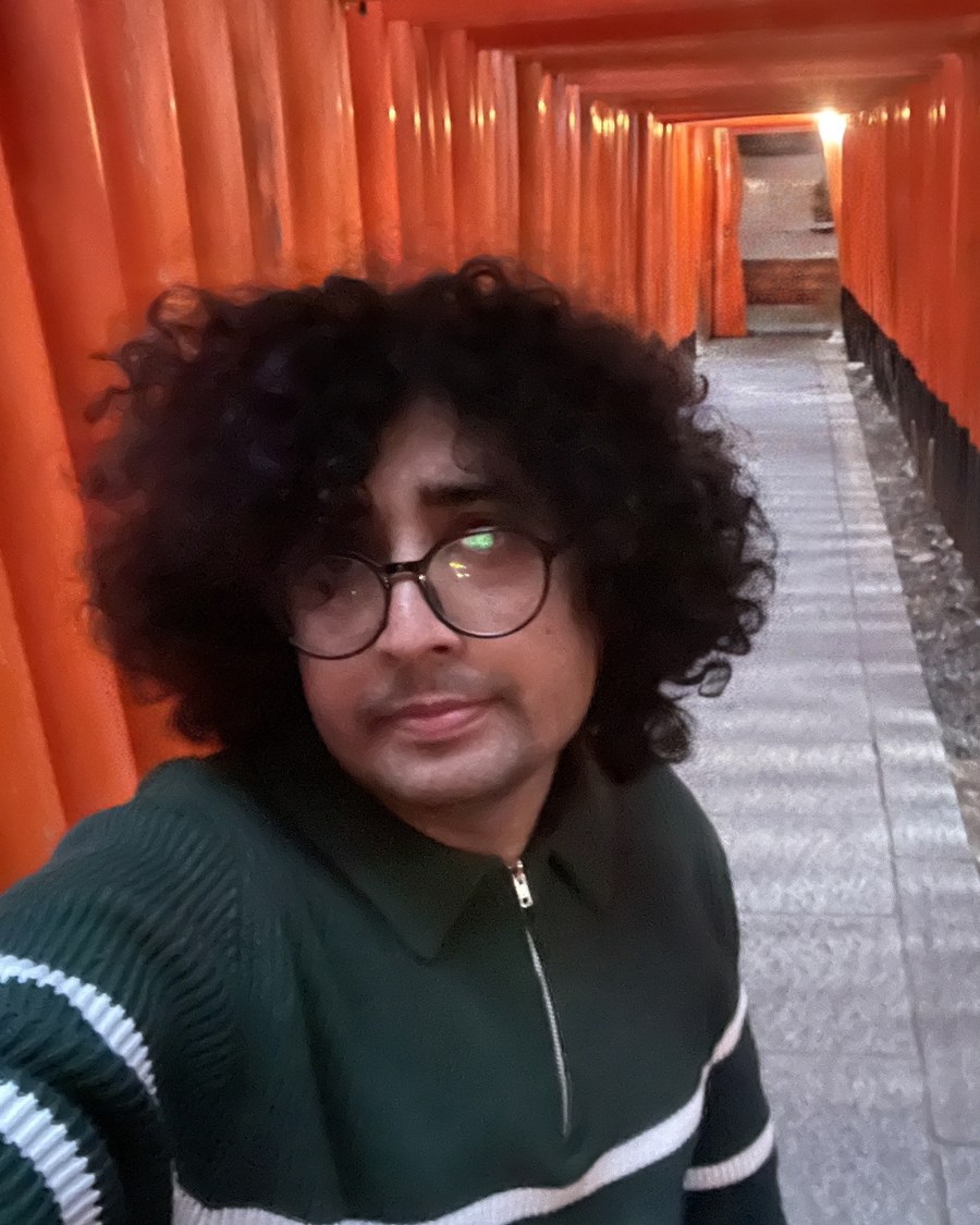 Sujan Dahal, Nepali author of आश्रय, photographed at Fushimi Inari in Kyoto, Japan
